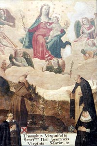 Tableau votif intitulé (traduction du latin) : « Le triomphe de la Virginité de la très sainte Mère de Dieu la Vierge Marie » (Musée en Piconrue, Bastogne). 